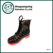 Shugxin Children's Durable Fashion Flower Pattern Rain Boots Wedge Heel Rain Boots with Buckle B-817